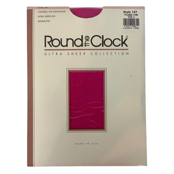 Round The Clock Ultra Sheer Control Top Pantyhose Size C Large Picasso Pink - Picture 1 of 3